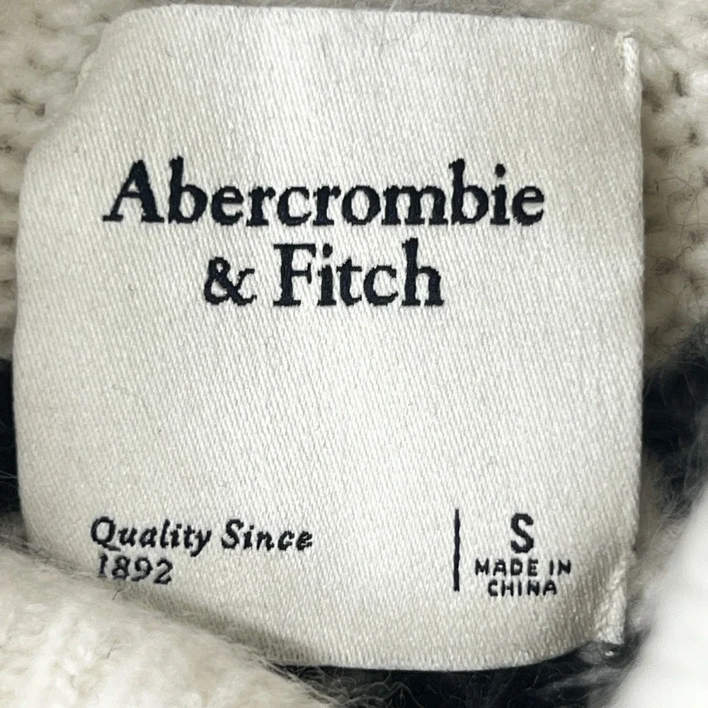 Abercrombie & Fitch Sweater Women S Fair Isle Nordic Chunky Knit Cream Black EUC